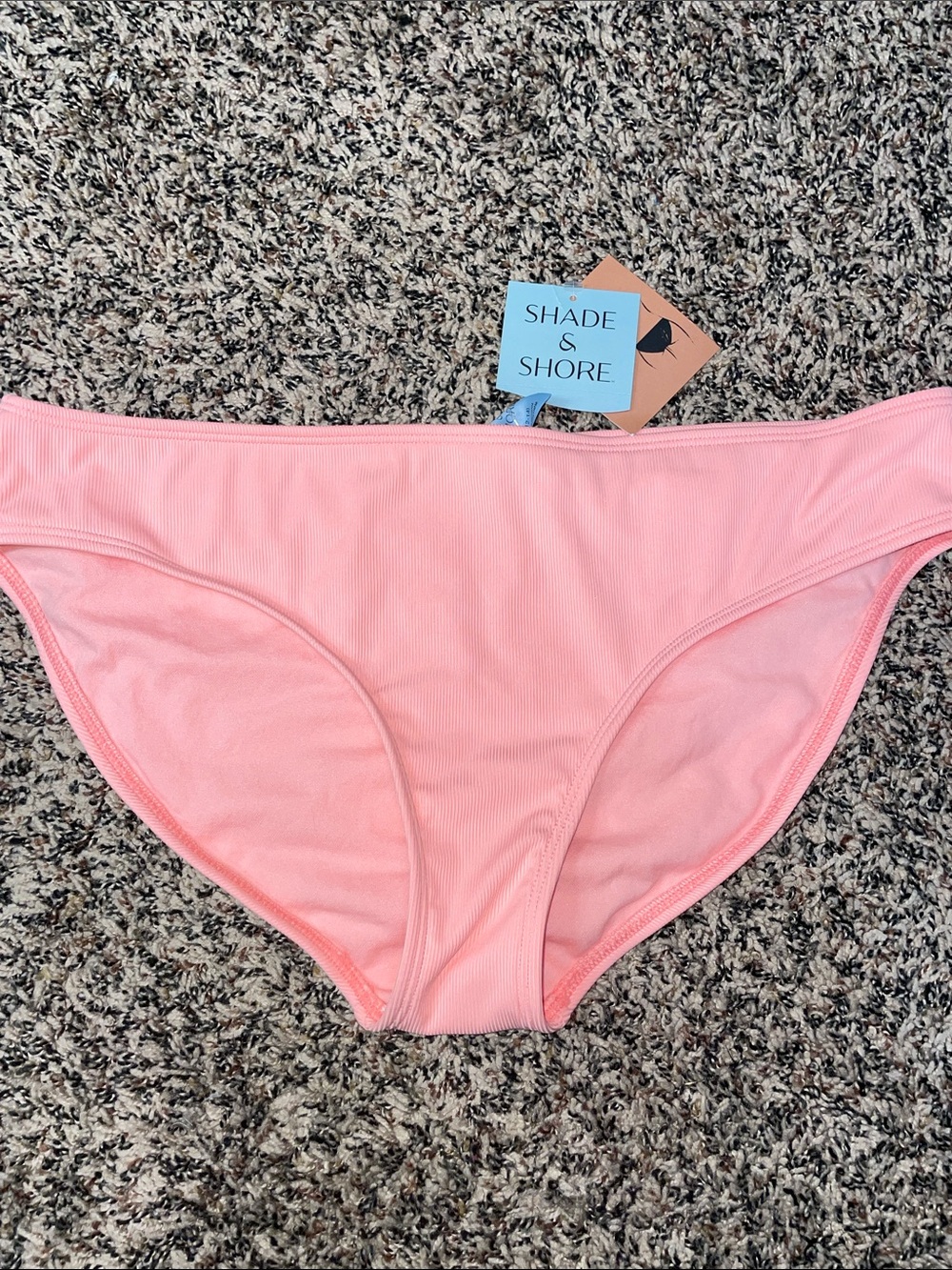 Shade & Shore Women's Pink Ribbed Bikini Bottoms Size L NWT